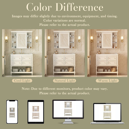 Bathroom Vanity With Medicine Cabinet, Storage Cabinet With 4 Drawers, Adjustable Shelf Mirror