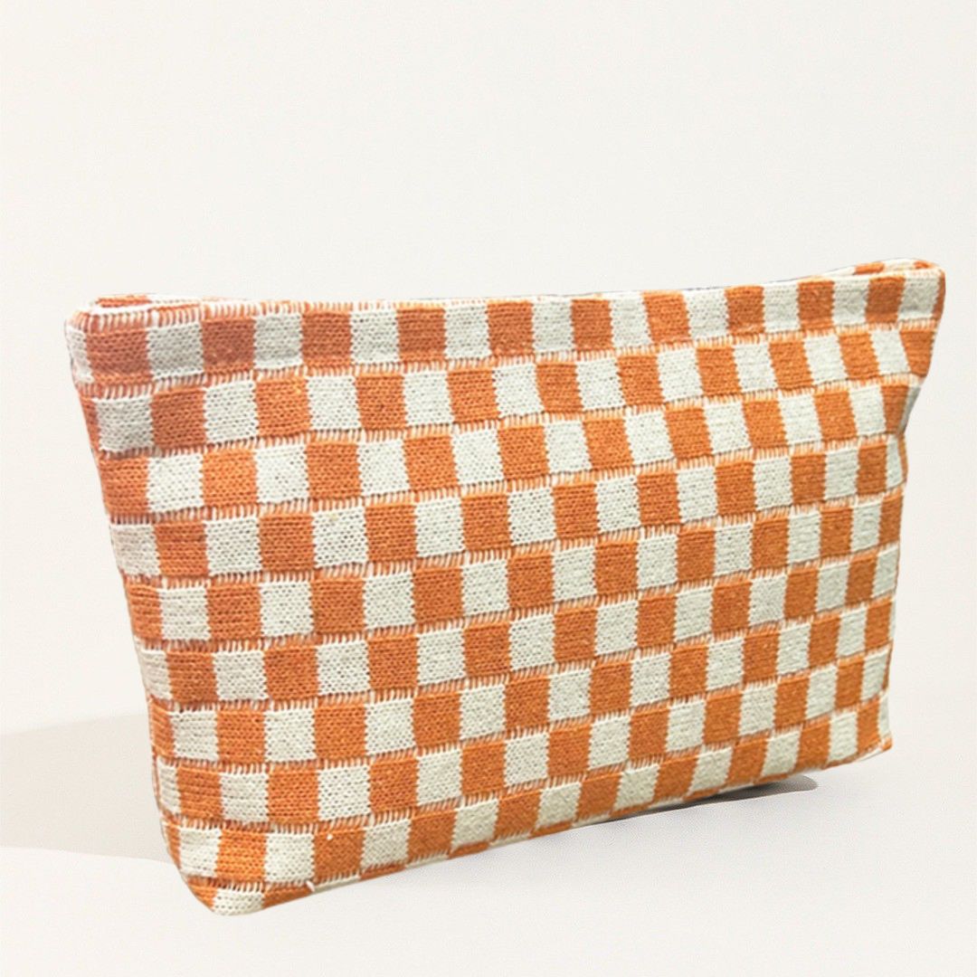 Large-capacity Yarn Checkerboard Makeup Bag
