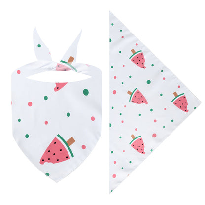Cross-border New Cartoon Cute Pet Triangle Fresh Fruit Polyester Printed Cat And Dog Saliva Towel Scarf Wholesale