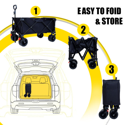 Foldable Wagon with Extended Tailgate and Large All-Terrain Wheels