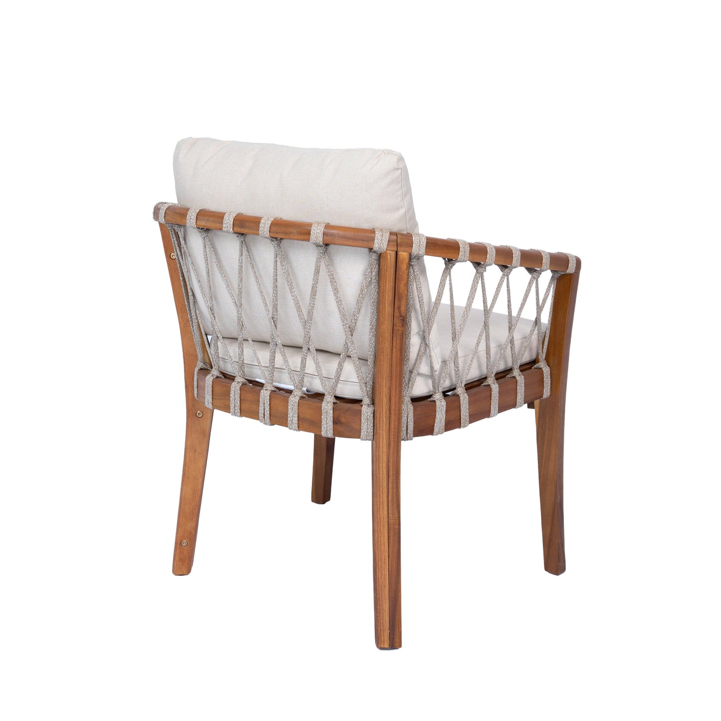 Outdoor Dining Chairs Set for 2, Acacia Wood Frame with Teak Finish
