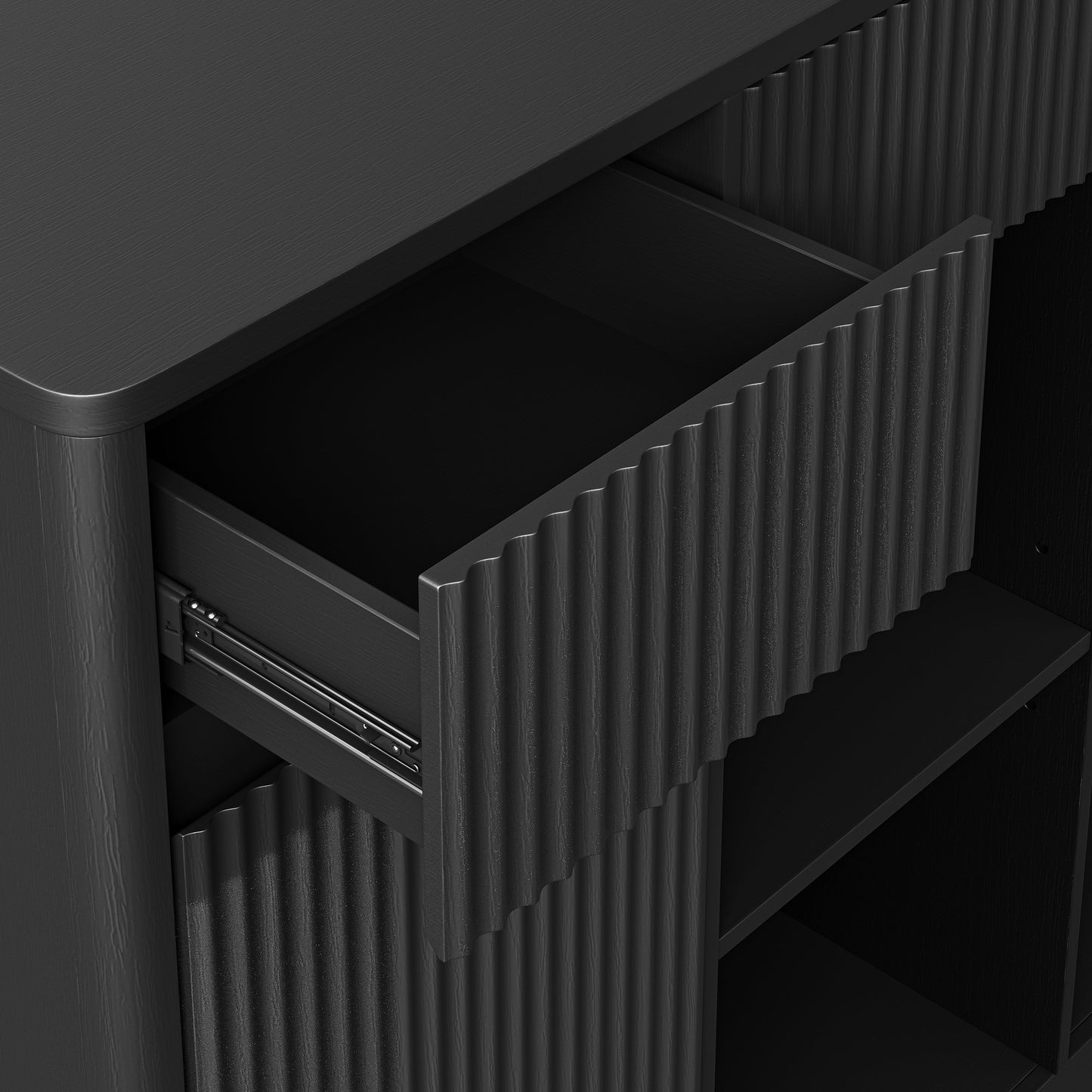 51.2" Modern Fluted Bar Cabinet with Fridge Compartment