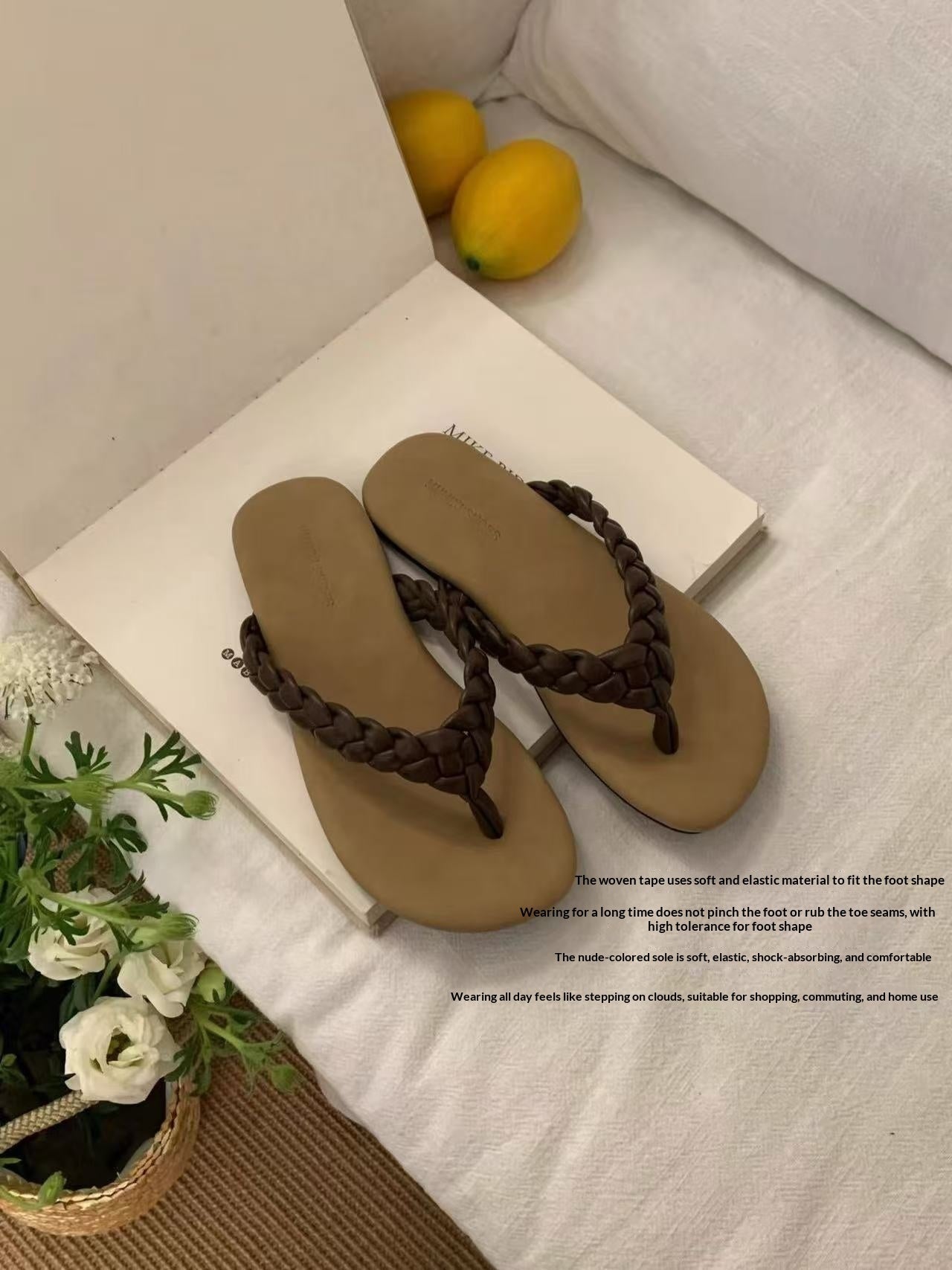 Retro Flat Minimalist Woven Flip-flops