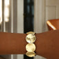 Personality Metal Pleated Geometric Disc Stretch Bracelet Heavy Duty Minimalist