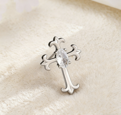 Light Luxury Copper Zircon Cross Earrings