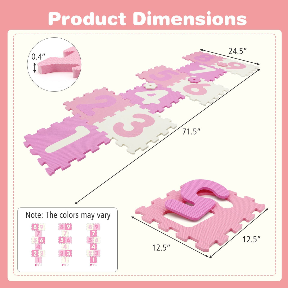 9 Pieces Interlocking Foam Puzzle Floor Mat with 3 Marker Discs
