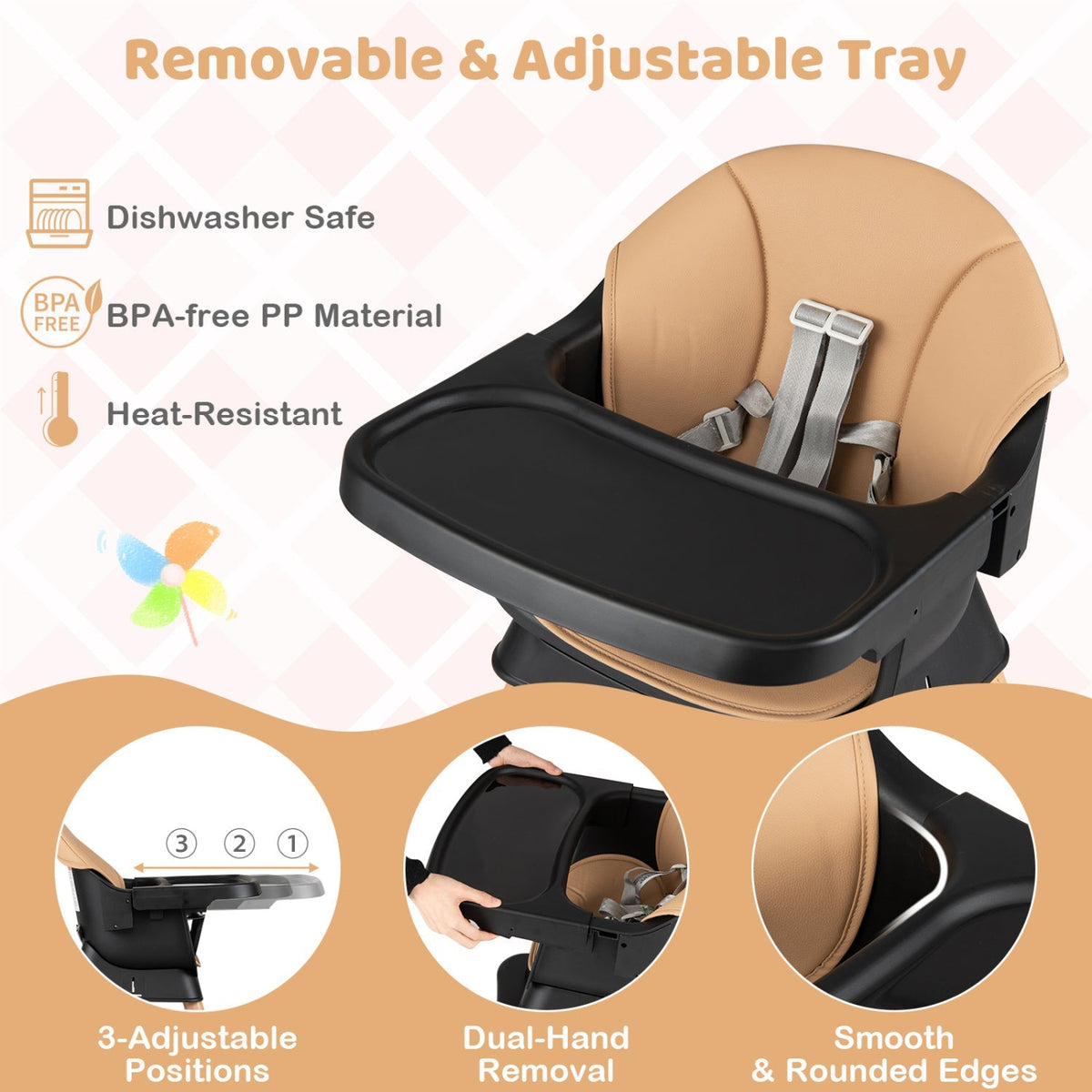 9-in-1 Convertible High Chair with Solid Wood Legs for Babies and Toddlers