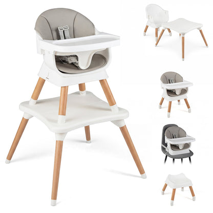 9-in-1 Convertible High Chair with Solid Wood Legs for Babies and Toddlers