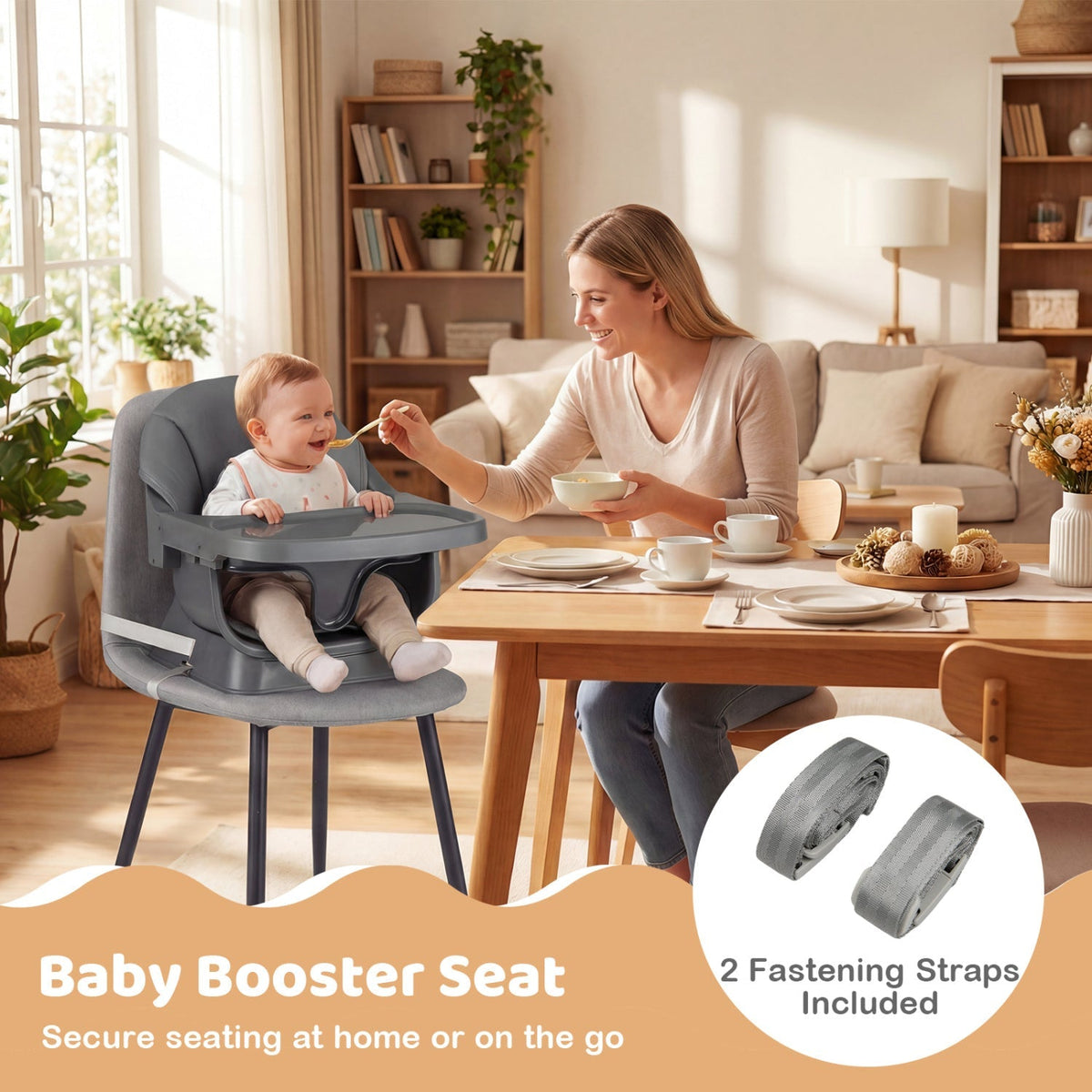 9-in-1 Convertible High Chair with Solid Wood Legs for Babies and Toddlers