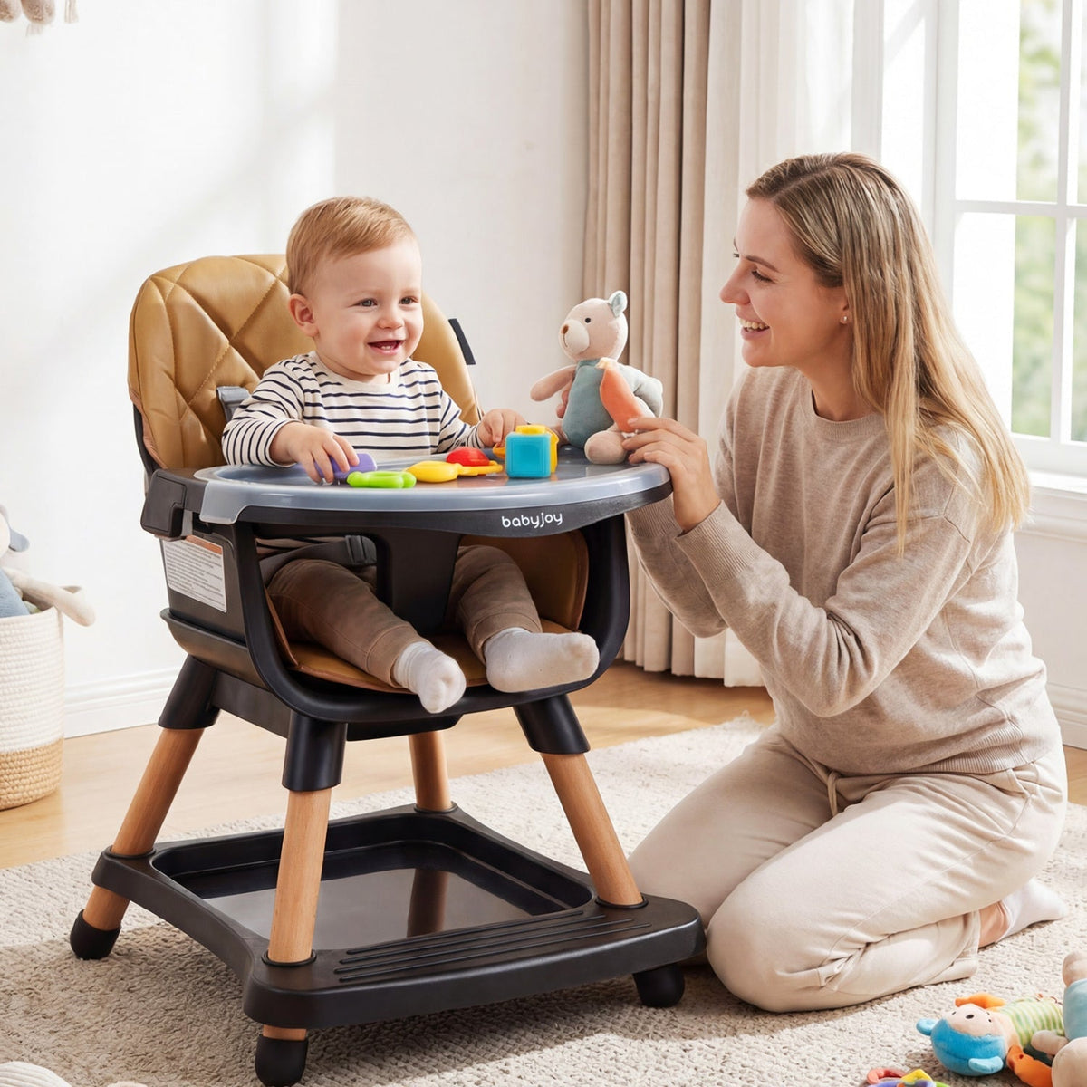 9-in-1 Convertible High Chair for Babies and Toddlers with Seat Cushion