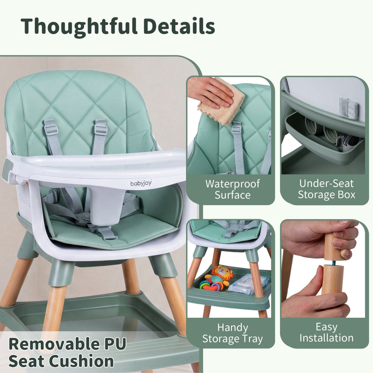 9-in-1 Convertible High Chair for Babies and Toddlers with Seat Cushion