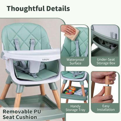 9-in-1 Convertible High Chair for Babies and Toddlers with Seat Cushion