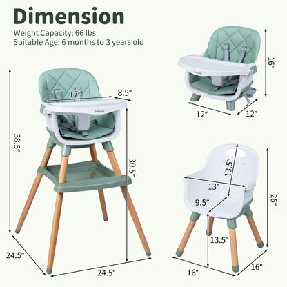 9-in-1 Convertible High Chair for Babies and Toddlers with Seat Cushion