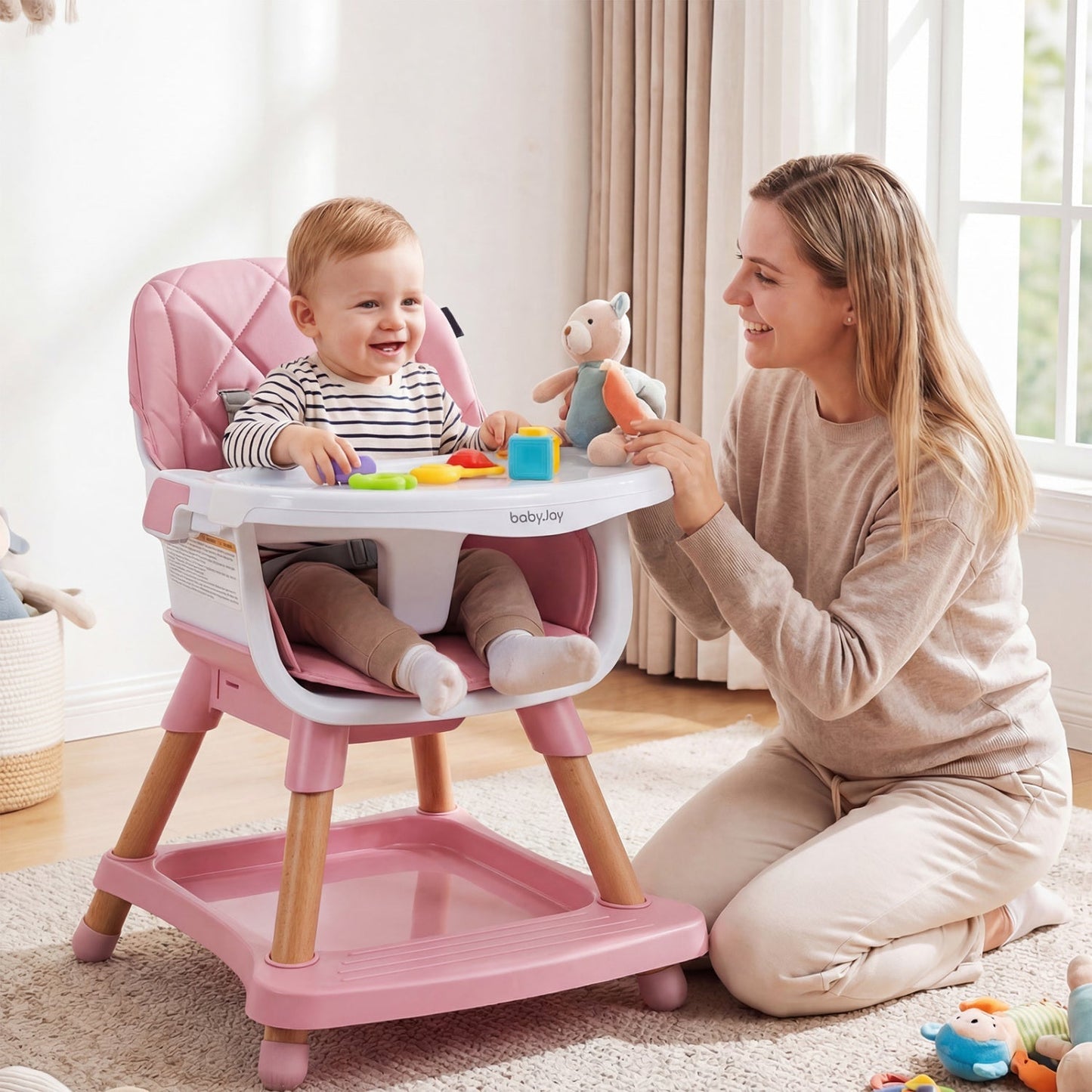 9-in-1 Convertible High Chair for Babies and Toddlers with Seat Cushion
