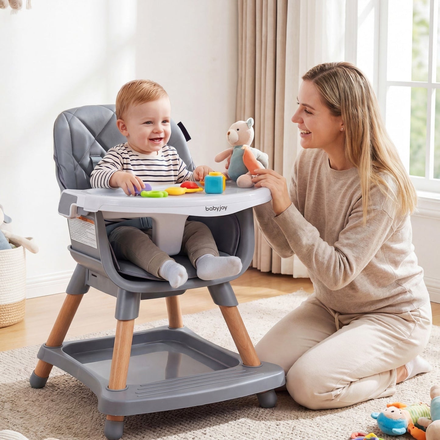 9-in-1 Convertible High Chair for Babies and Toddlers with Seat Cushion
