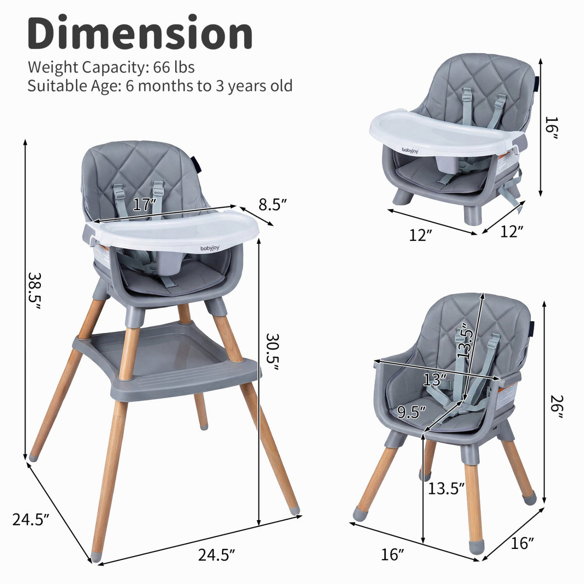 9-in-1 Convertible High Chair for Babies and Toddlers with Seat Cushion
