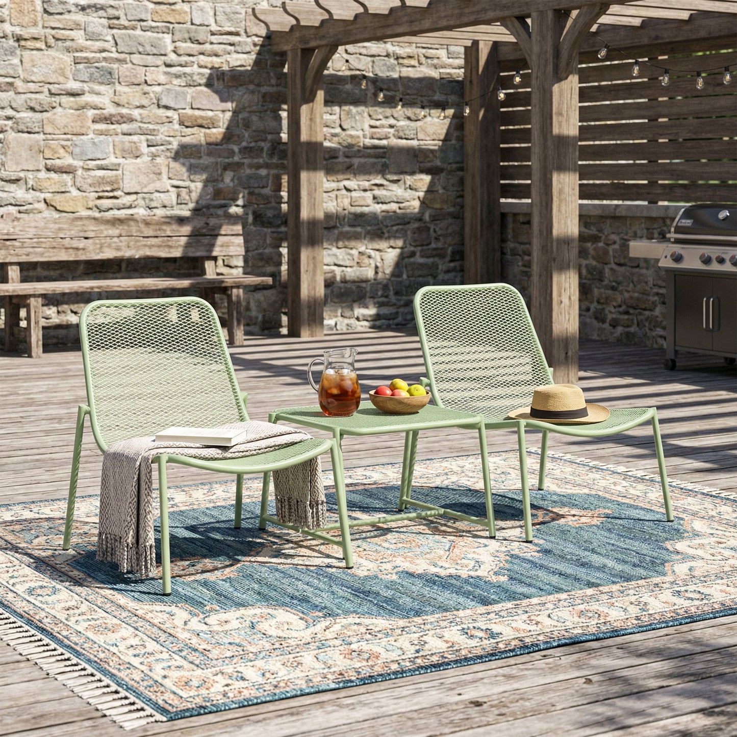 Kincaid Outdoor 3-Piece Conversation Set with Iron Frame