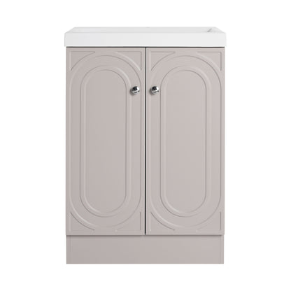 Contemporary Freestanding Bathroom Vanity With Resin Sink & Soft-Close Cabinet Doors