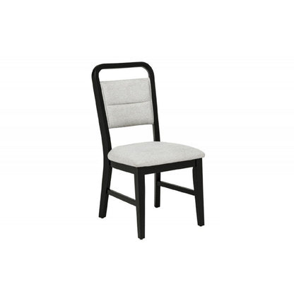 Dining Set With Round Table And 4 Upholstered Chairs - Black / Gray
