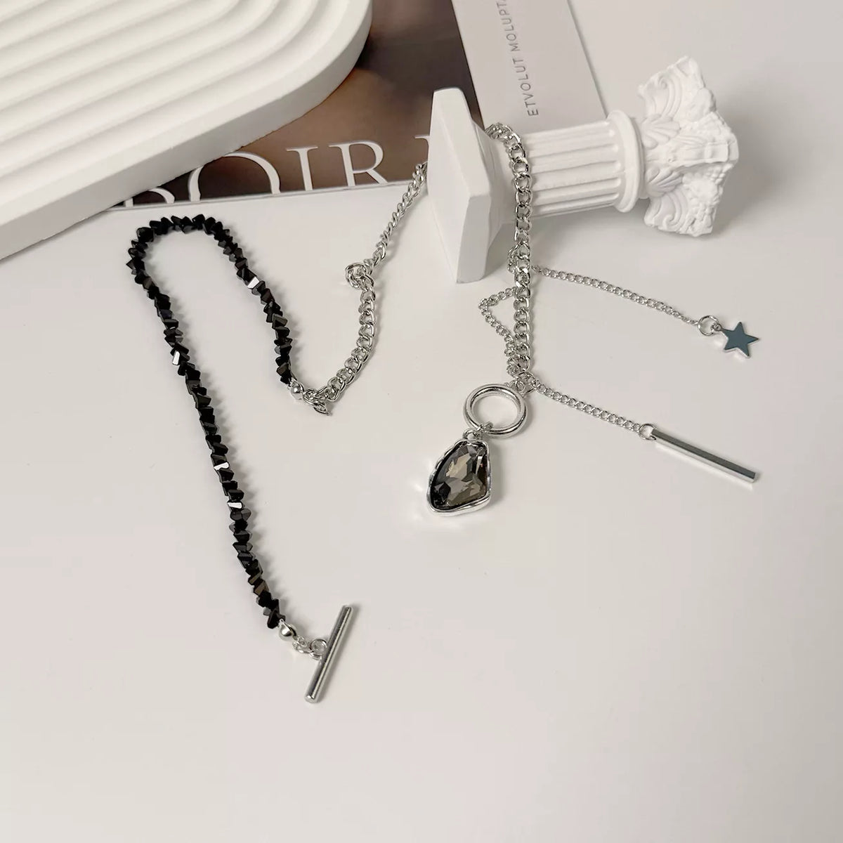 Gothic Punk Star Charm Toggle Necklace