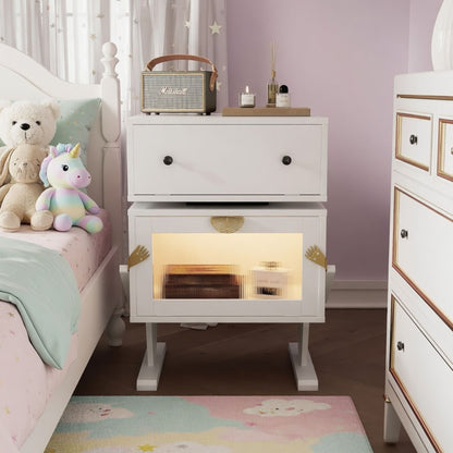 Robot LED Nightstand With 360° Rotating Drawer