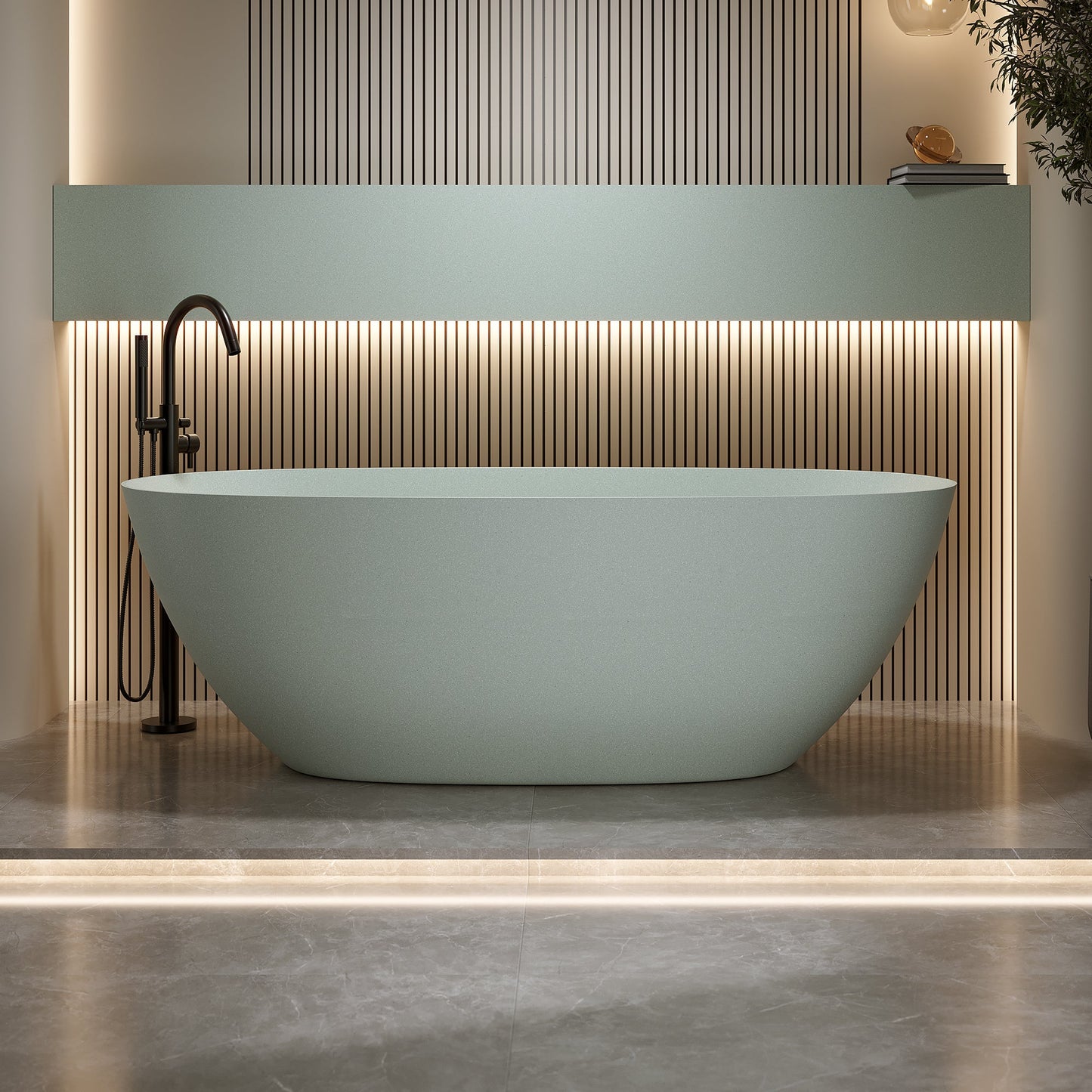 69'' Freestanding Bathtub Resin Stone Soaking Bathtub