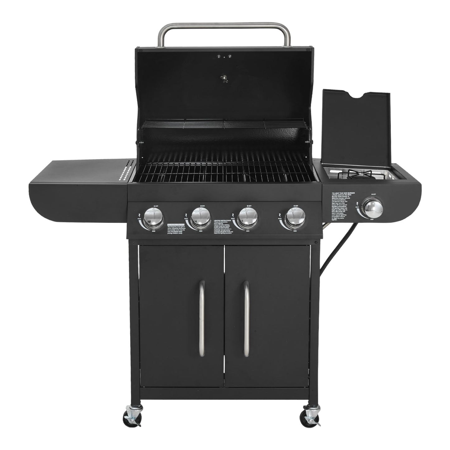 Gas Grill, 4 Burner Propane Gas Grill with Side Burner