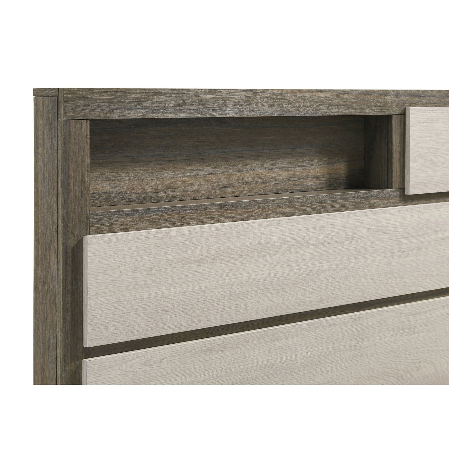 Eastern King Bed Bookcase Headboard With Hidden Storage - Oak