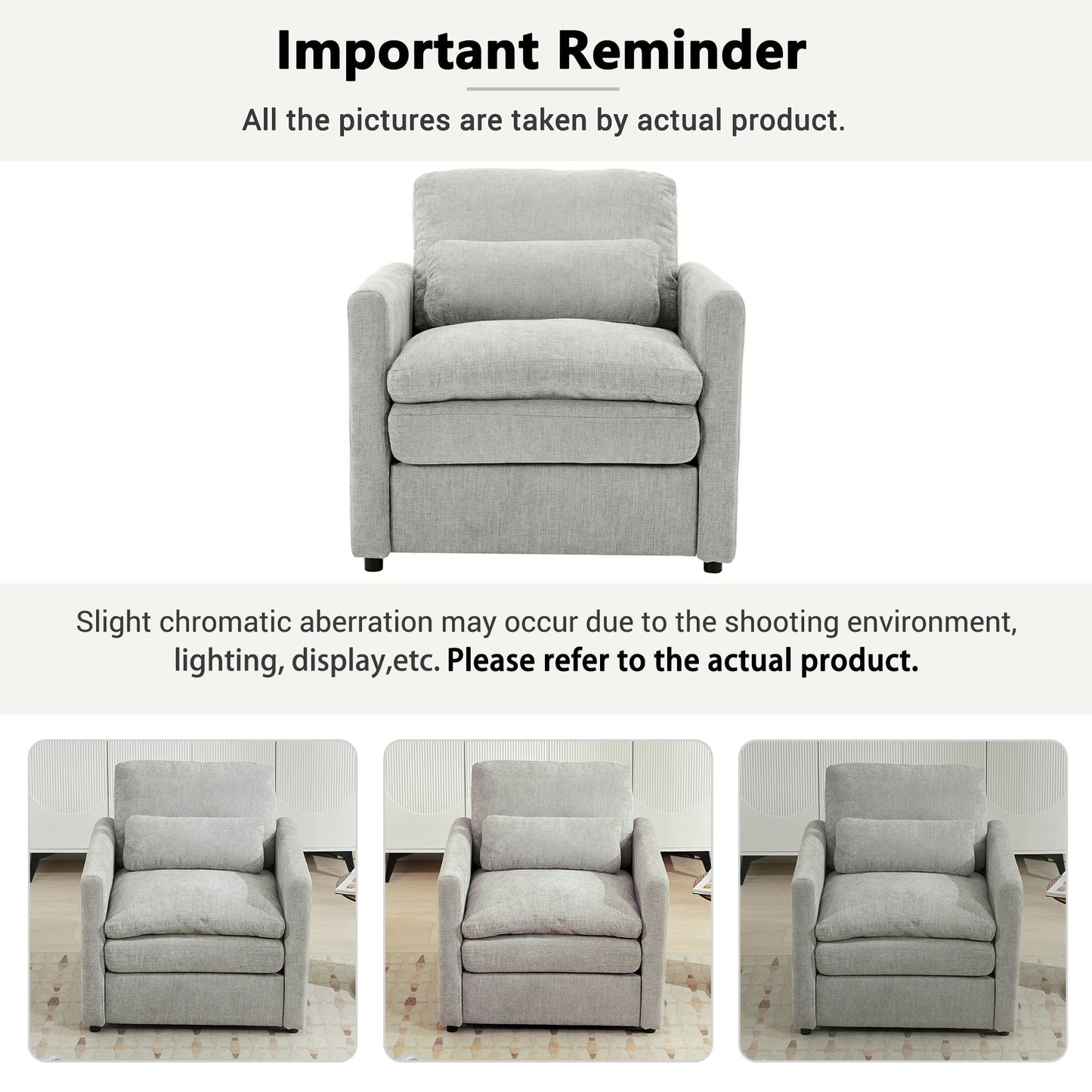 Cozy Upholstered Cushion Armchair For Living Room