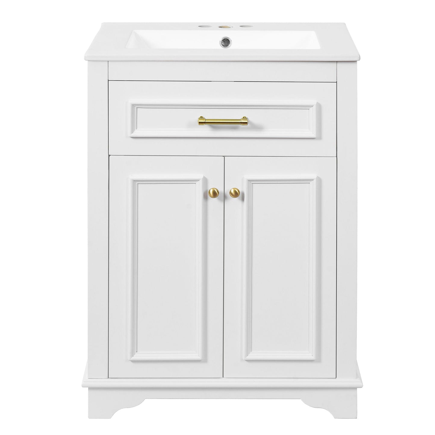 Bathroom Vanity With Integrated Sink, 2 Door Cabinet With Tip Out Drawer