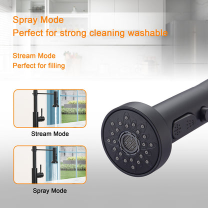 16.9" Kitchen Sink Faucet With Separate Handle And Pull Down Sprayer, Lead Free Brass - Matte Black