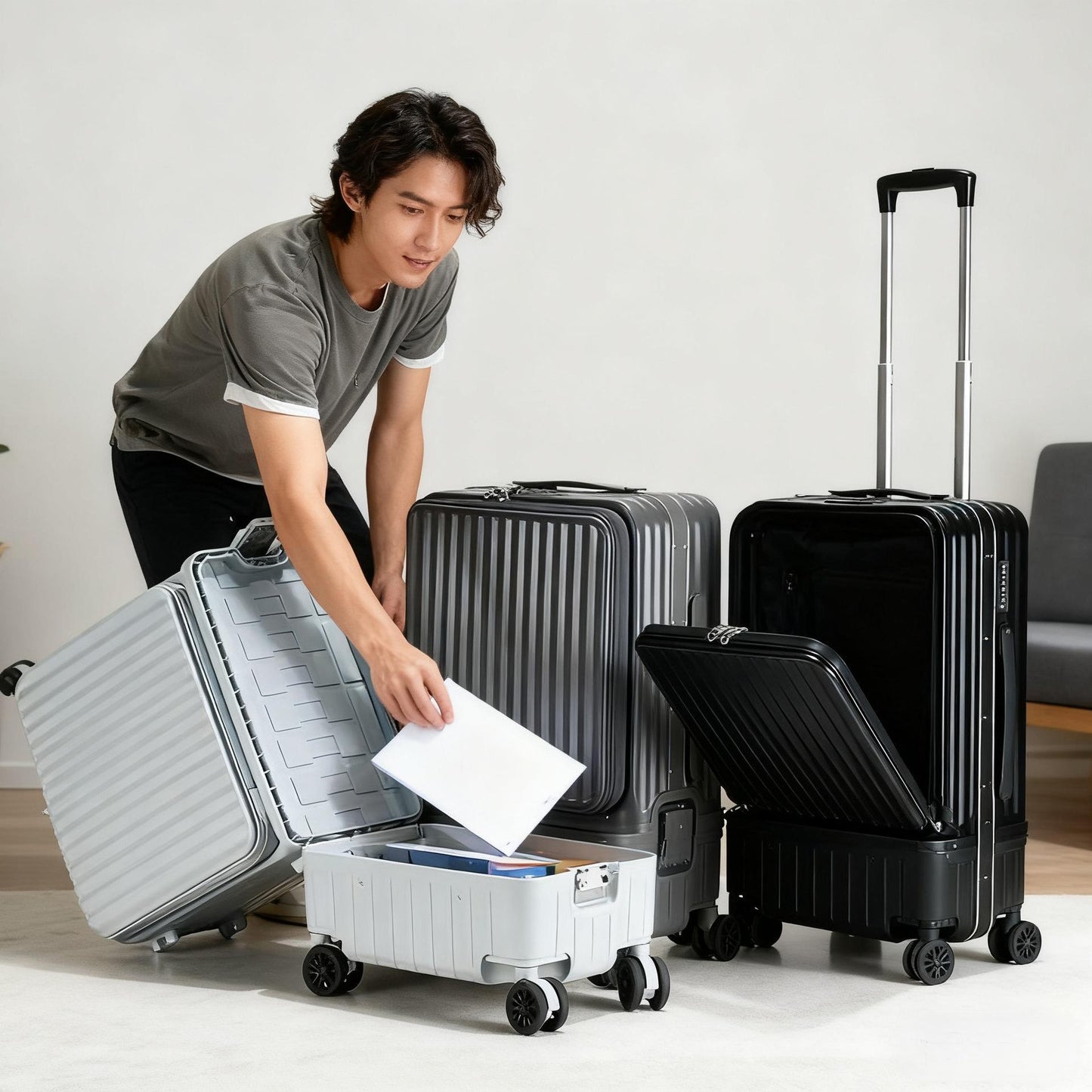 Multifunctional Side-opening High-capacity Suitcase With Dry-wet Separation And An Aluminum Frame