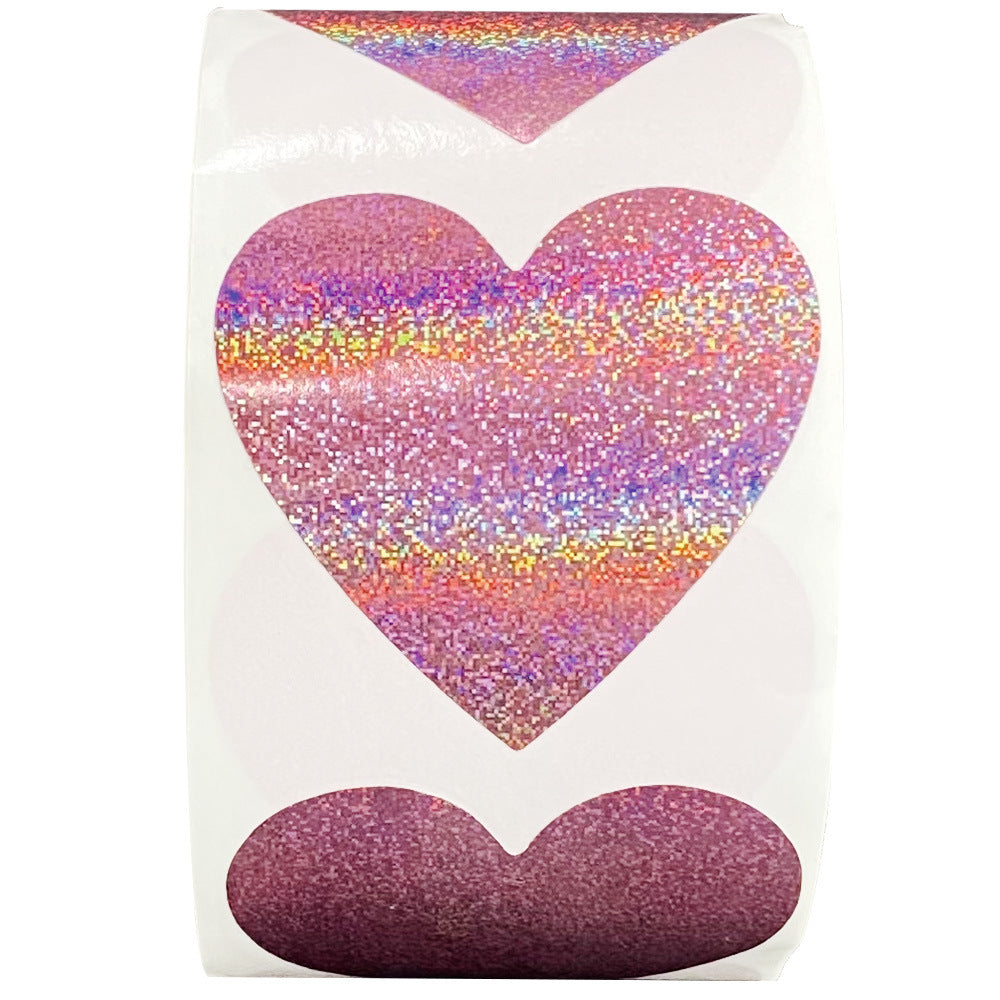 Love Heart Laser Valentine's Day Closure Sticker
