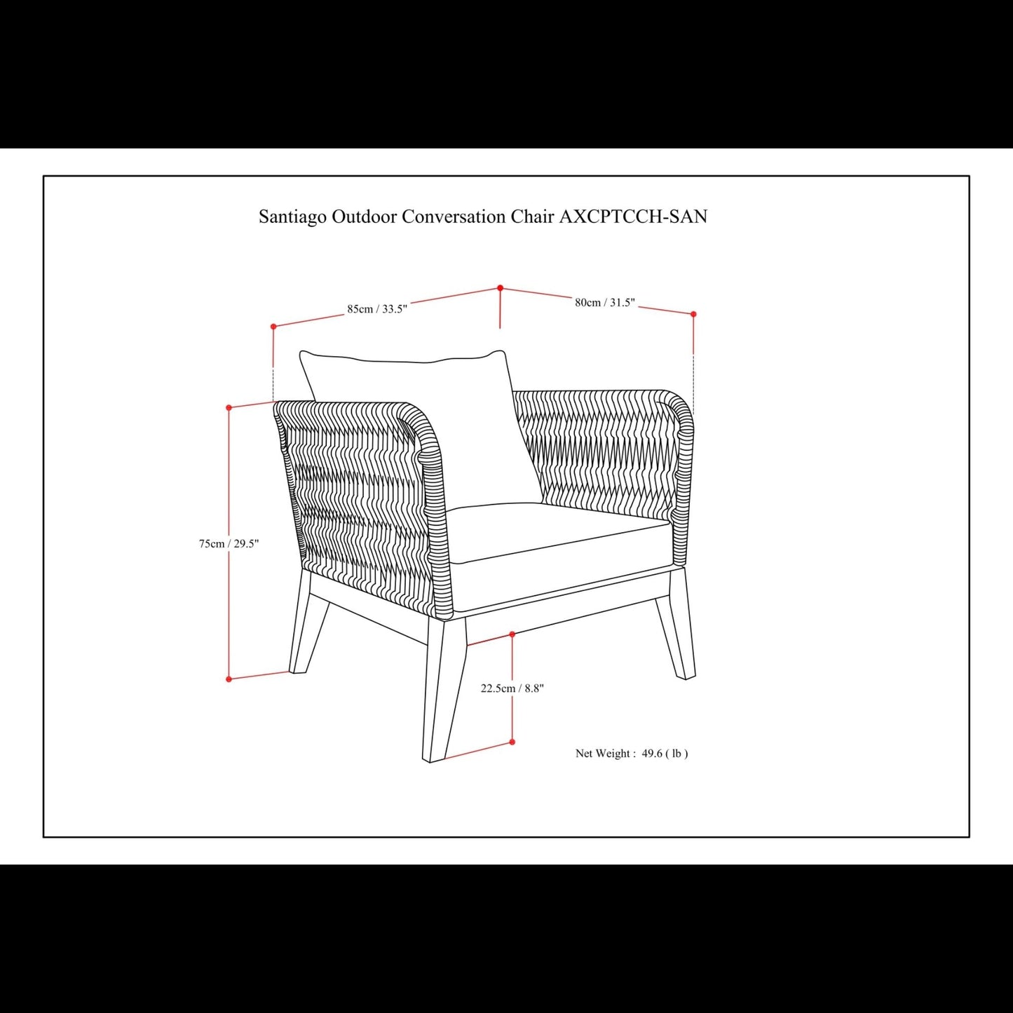 Santiago - Outdoor Conversation Chair - Slate Gray
