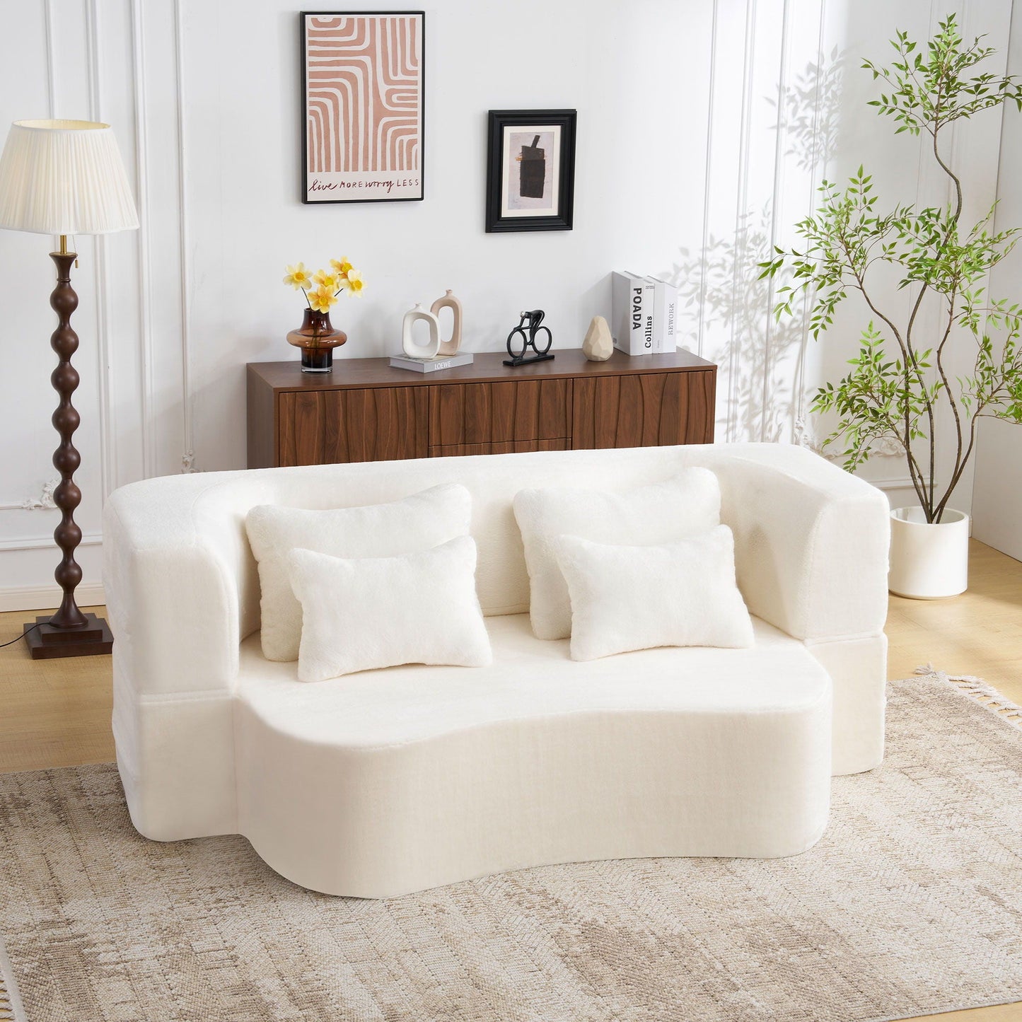 Modern Floor Sofa With 4 Pillows