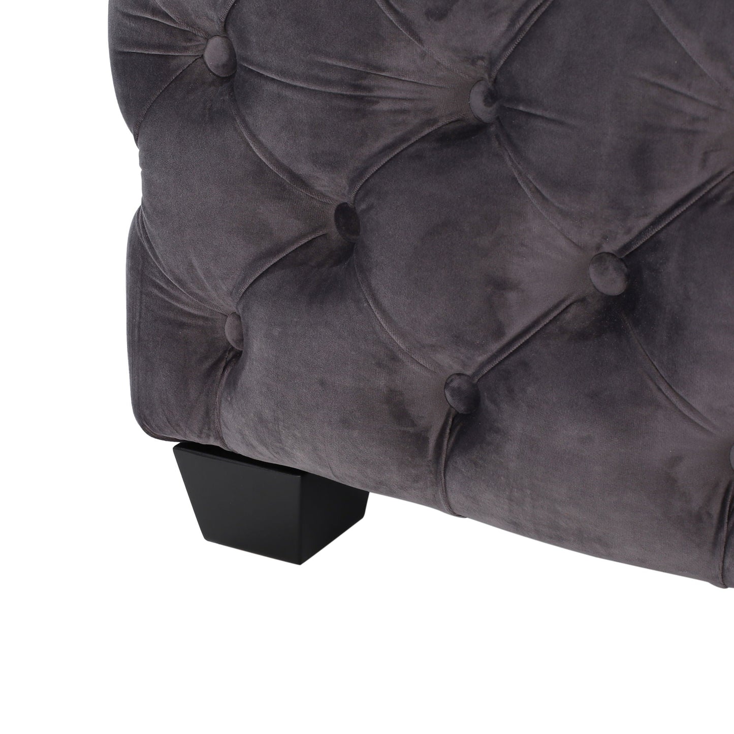 Modern Glam Ottoman with Upholstery and Button Tufted Design