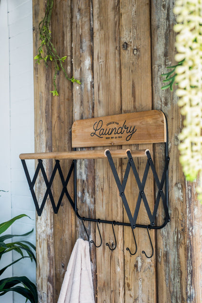 Laundry Rack With Accordion Design - Brown / Black - Black Brown