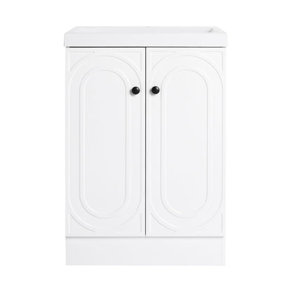 Contemporary Freestanding Bathroom Vanity With Resin Sink & Soft-Close Cabinet Doors