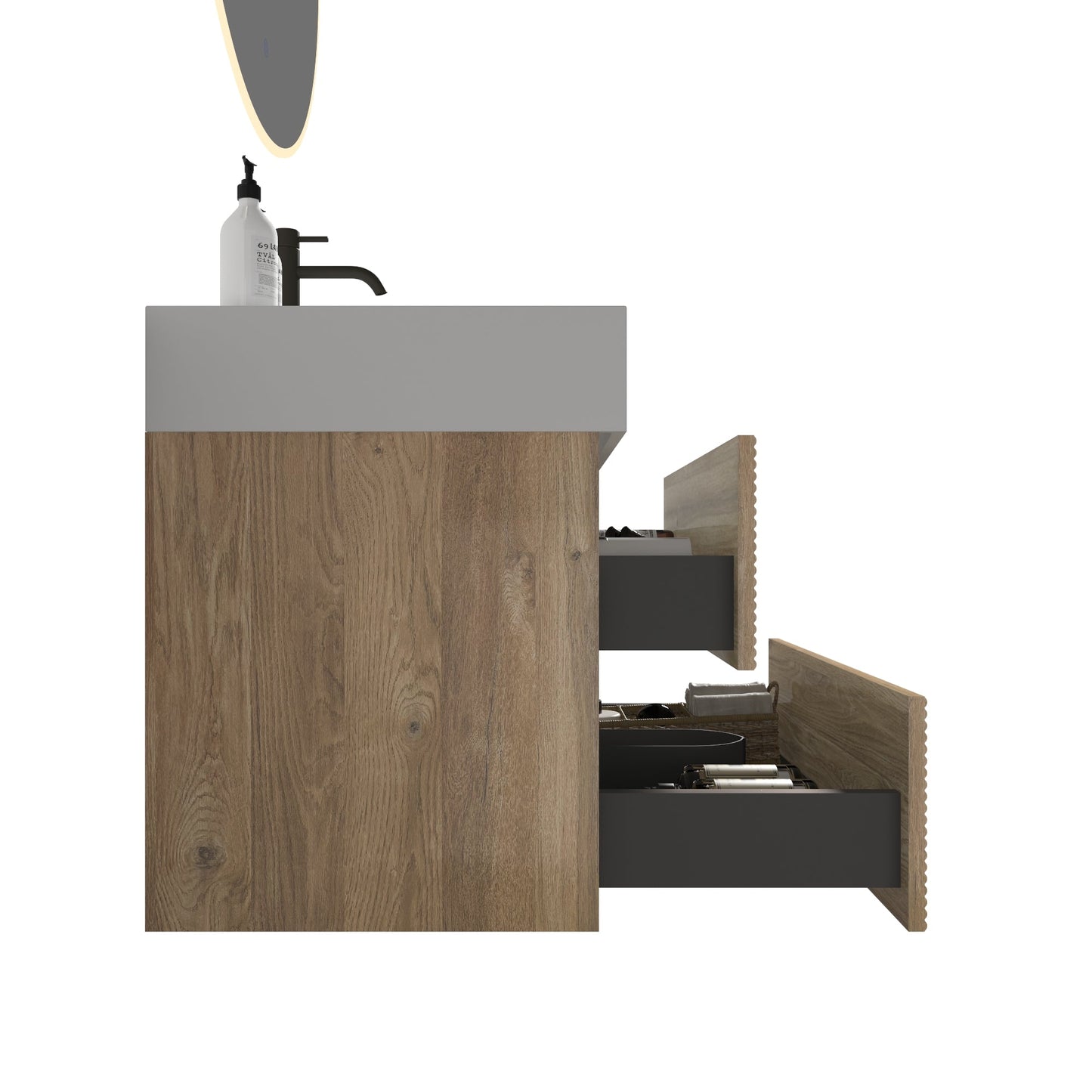 Grace 30 Rough Oak Wall-Mounted Bathroom Vanity