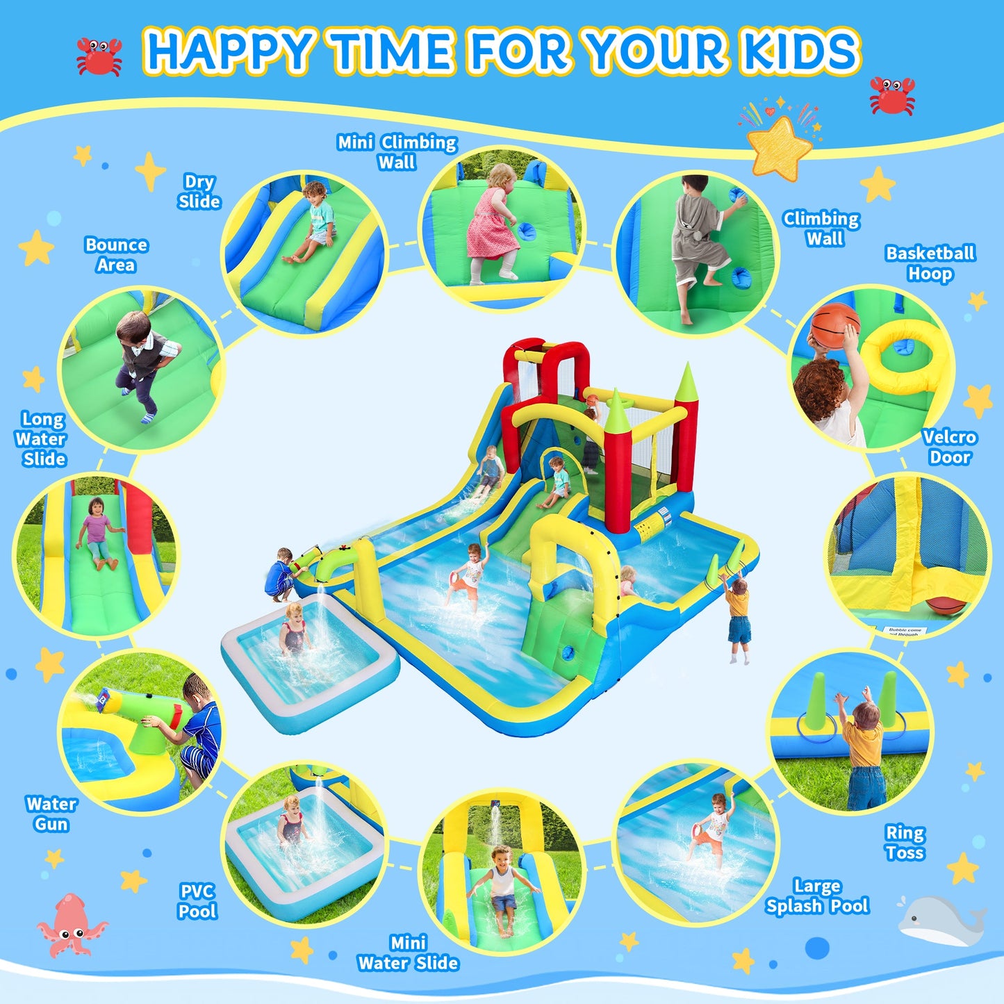 11-in-1 Inflatable Slide Water Park for Kids