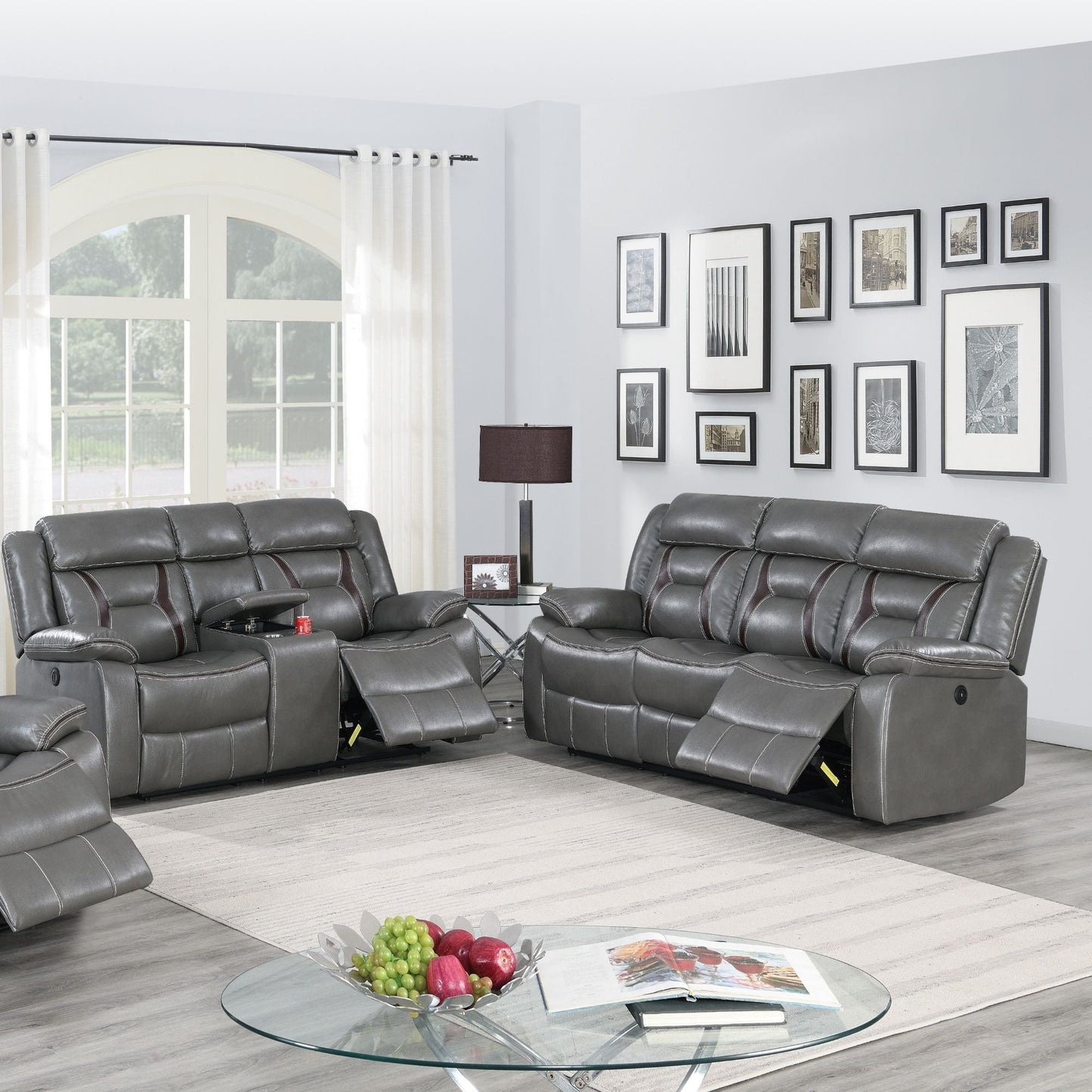 Living Room Set With Pillow Armrest And Tufted Backrest