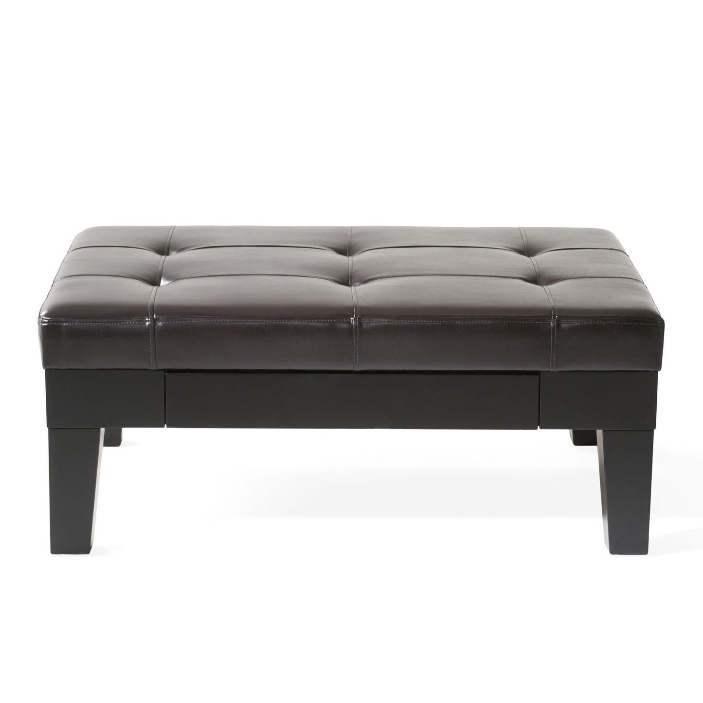 Chatham Ottoman With Drawer Leather Storage Solution - Dark Coffee