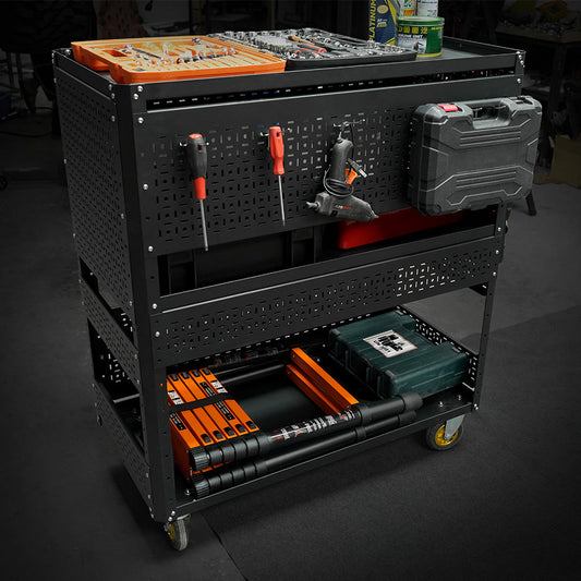 3-Tier DIY Detachable Utility Cart With Steel Pegboard