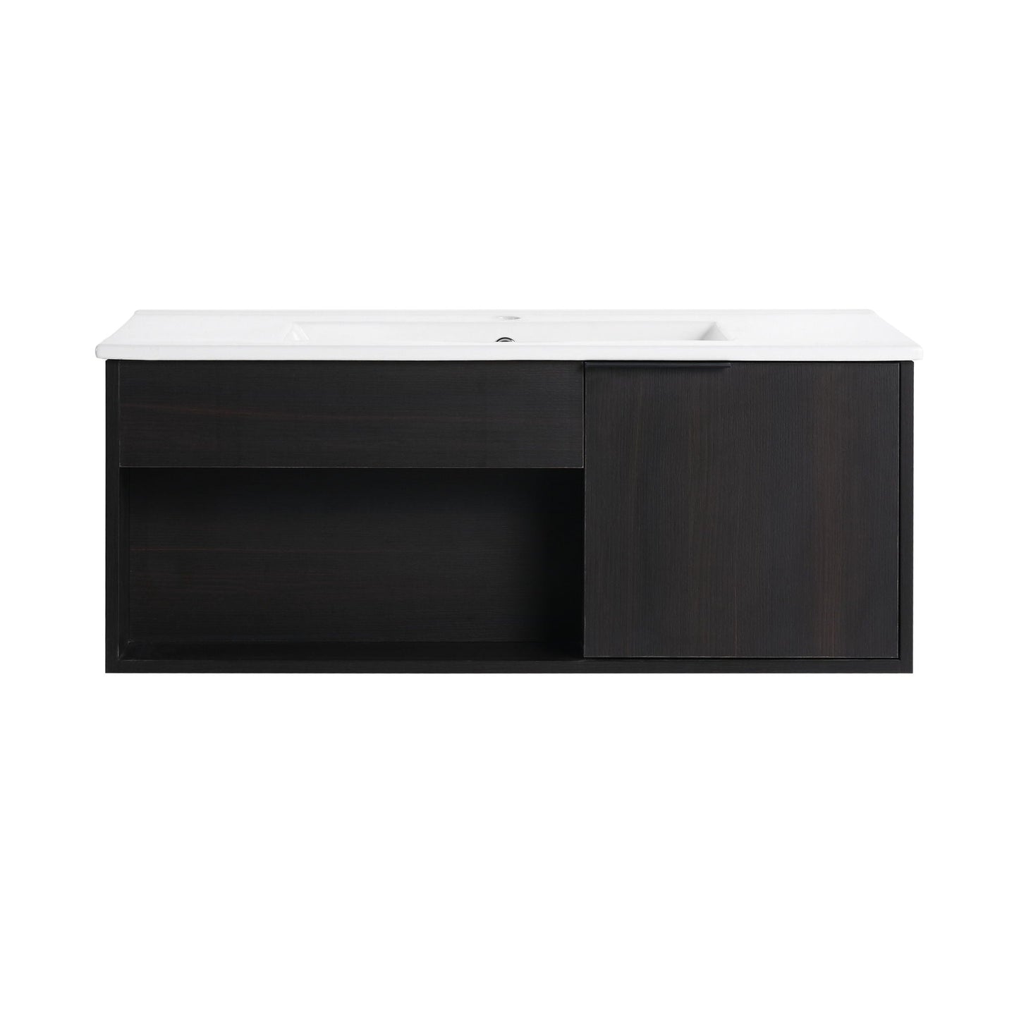 Wall Mounted Floating Bathroom Vanity With Open Shelf & Soft Close Door