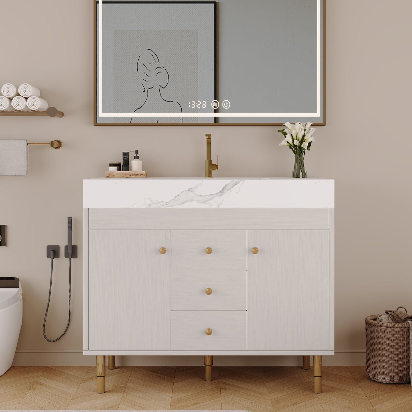 36 in Modern Free-standing Bathroom Vanity with Ceramic Sink & Ample Storage