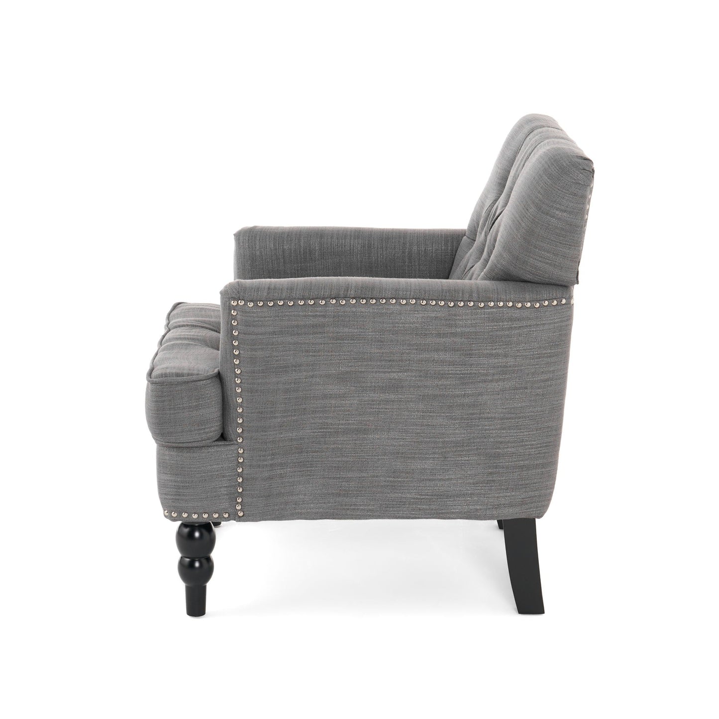 Harrison Tufted Club Chair with Button Tufted Back and Birch Wood Legs