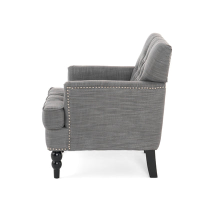 Harrison Tufted Club Chair with Button Tufted Back and Birch Wood Legs