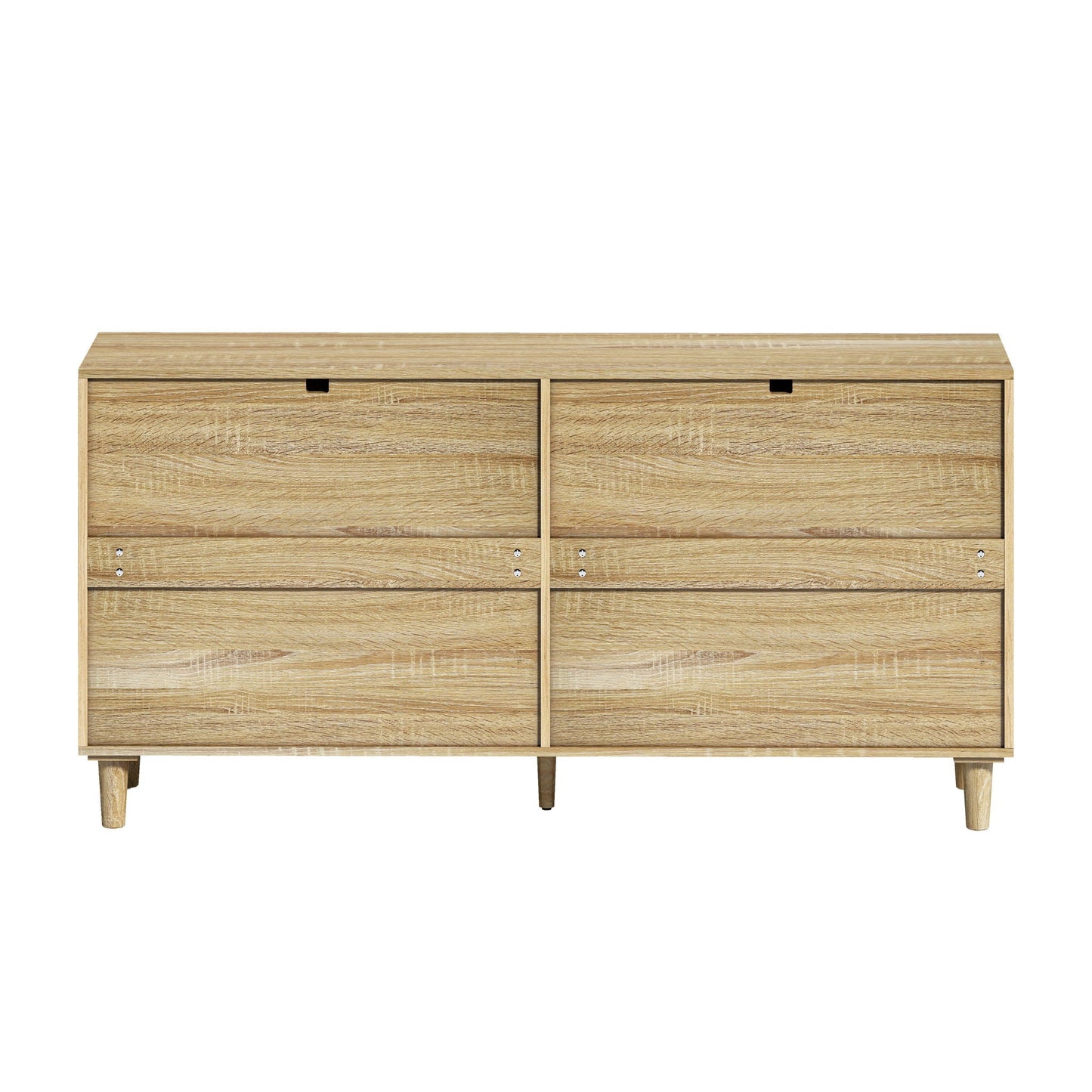 Rattan Dresser With 6 Drawers, Wooden Legs & Metal Handle