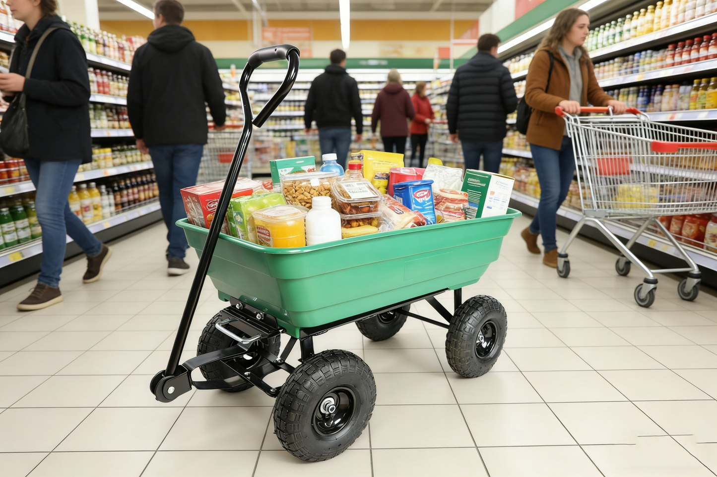 Folding Poly Garden Dump Truck with Steel Frame and Pneumatic Tires