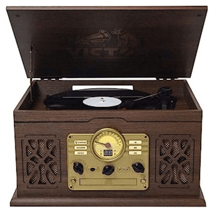 Victor State 7-in-1 Wood Music Center Espresso - Refurbished